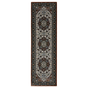 HomeRoots 10' Bold Red, Black, and White Medallion Area Rug with Fringed Edges - Durable & Stain-Resistant Design 8' Runner 575743