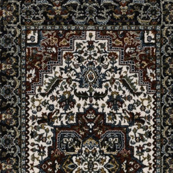 Homeroots 10' Red Medallion Power Loom Area Rug With Fringe - Stain Resistant, Stylish Design For Home Decor 8' Runner Polyester 575743