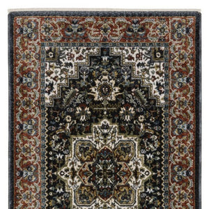 Homeroots 10' Red Medallion Power Loom Area Rug With Fringe - Stain Resistant, Stylish Design For Home Decor 8' Runner Polyester 575744