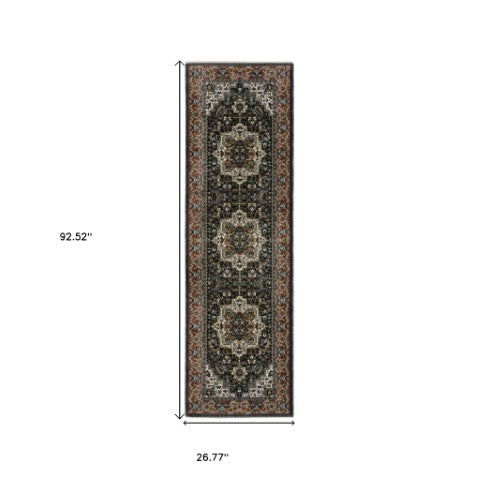 Homeroots 10' Red Medallion Power Loom Area Rug With Fringe - Stain Resistant, Stylish Design For Home Decor 8' Runner Polyester 575744