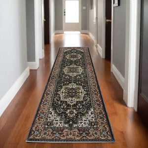 Homeroots 10' Red Medallion Power Loom Area Rug With Fringe - Stain Resistant, Stylish Design For Home Decor 8' Runner Polyester 575744