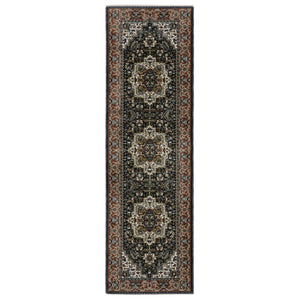 HomeRoots 10' Bold Red, Black, and White Medallion Area Rug with Fringed Edges - Durable & Stain-Resistant Design 8' Runner 575744