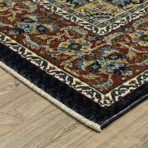 HomeRoots 10' Bold Red, Black, and White Medallion Area Rug with Fringed Edges - Durable & Stain-Resistant Design 8' Runner 575744