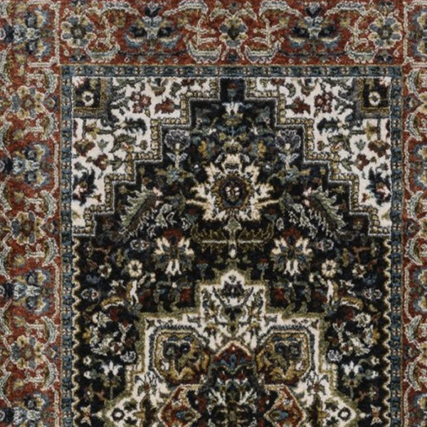 Homeroots 10' Red Medallion Power Loom Area Rug With Fringe - Stain Resistant, Stylish Design For Home Decor 8' Runner Polyester 575744