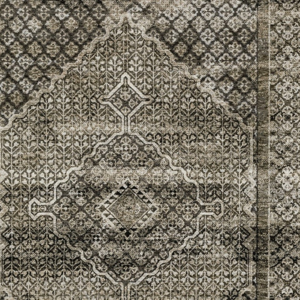 Homeroots 3' Gray Medallion Area Rug With Fringe – Stylish, Stain Resistant Design For Home & Pet Friendly Spaces 5' X 8' Polyester 575745