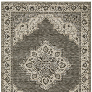 Homeroots 10' Charcoal Medallion Area Rug With Fringe – Stylish, Stain-resistant Design For Warm Interiors 5' X 8' Polyester 575747