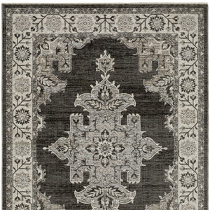 Homeroots 3' Stylish Gray Medallion Area Rug With Fringe - Perfect For Homes With Kids And Pets, Stain Resistant 5' X 8' Polyester 575748