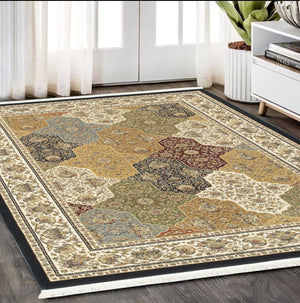 Homeroots 4' Navy Blue Oriental Area Rug With Fringe – Stylish, Stain-resistant Design For Every Home Space 5' X 8' Polypropylene 575752