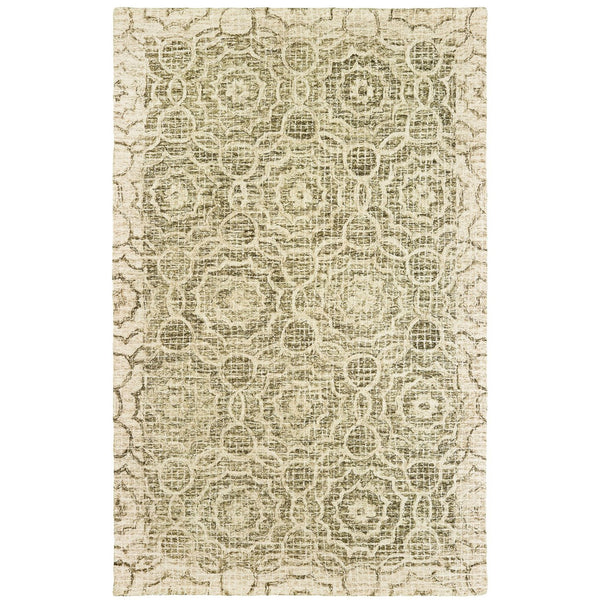 Homeroots 5' Green Wool Geometric Hand-tufted Area Rug - Elevate Your Space With Artful Style & Sophistication 4' X 6' Wool 575756