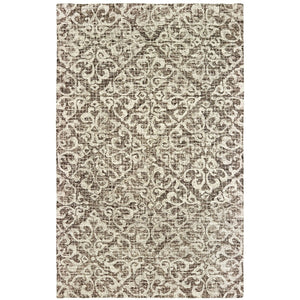 HomeRoots 5' Hand-Tufted Wool Area Rug with Classic Floral Design in Brown and Ivory for Timeless Elegance 4' X 6' 575757
