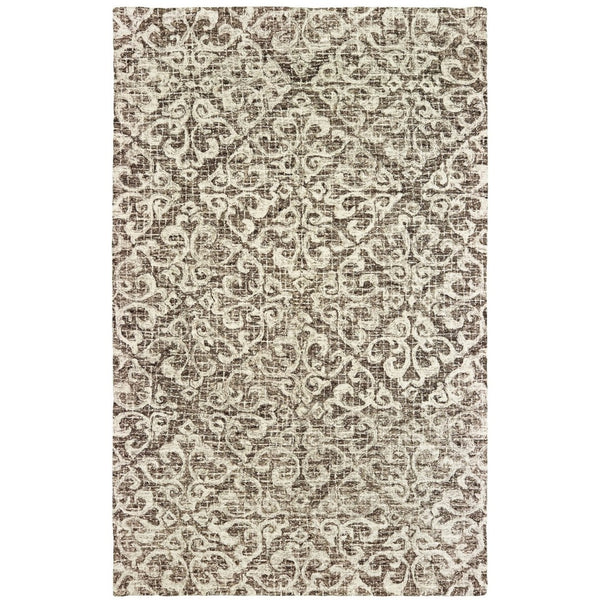 HomeRoots 5' Hand-Tufted Wool Area Rug with Classic Floral Design in Brown and Ivory for Timeless Elegance 4' X 6' 575757