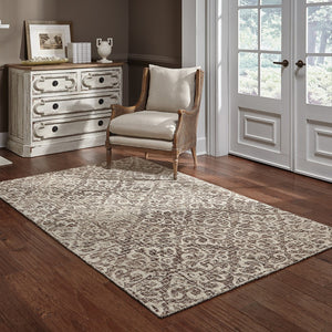 Homeroots 5' Brown Floral Wool Hand Tufted Area Rug – Elevate Your Space With Style And Sophistication 4' X 6' Wool 575757