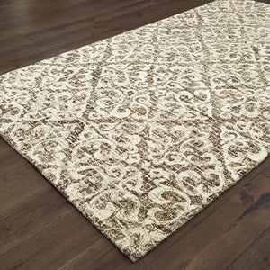 Homeroots 5' Brown Floral Wool Hand Tufted Area Rug – Elevate Your Space With Style And Sophistication 4' X 6' Wool 575757