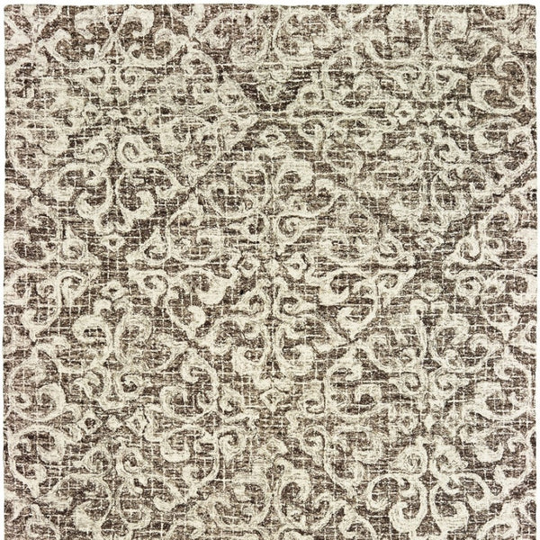 Homeroots 5' Brown Floral Wool Hand Tufted Area Rug – Elevate Your Space With Style And Sophistication 4' X 6' Wool 575757