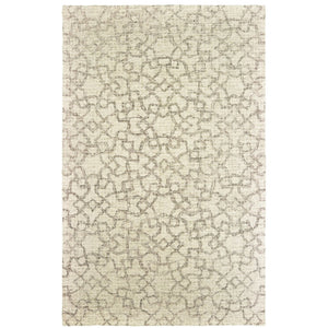 HomeRoots 5' Hand-Tufted Wool Area Rug in Tan and Ivory - Elegant Geometric Design for Any Living Space 4' X 6' 575758