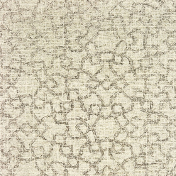 HomeRoots 5' Hand-Tufted Wool Area Rug in Tan and Ivory - Elegant Geometric Design for Any Living Space 4' X 6' 575758