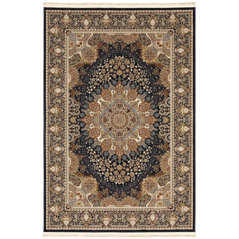 HomeRoots 5' Elegant Ivory Medallion Area Rug with Fringe – Durable, Stain-Resistant, Perfect for Any Room 5' X 8' 575759
