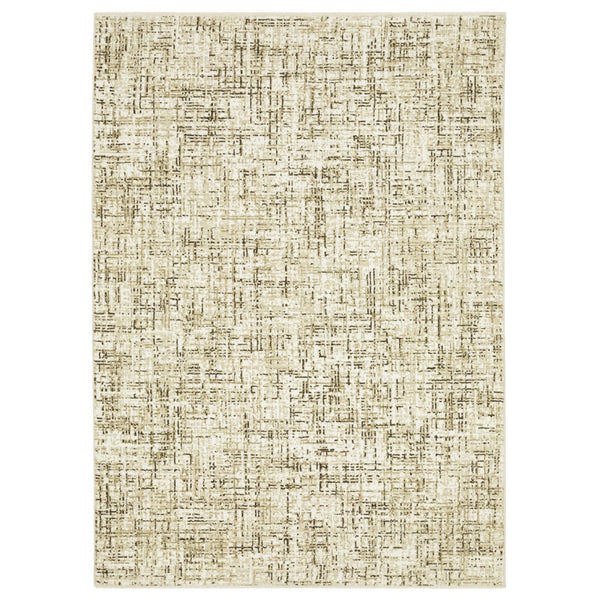 HomeRoots 3' Modern Ivory and Brown Abstract Area Rug - Durable, Stain-Resistant Design for Any Space 7' X 10' 575762