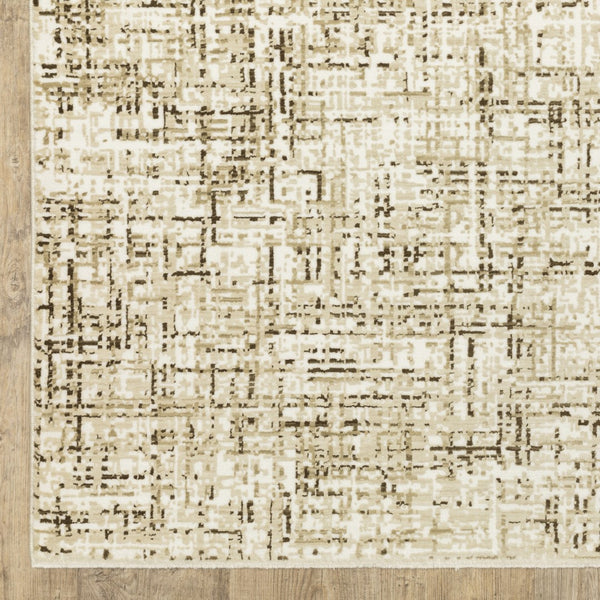 Homeroots 3' Ivory Abstract Area Rug - Elegant Stain-resistant Design For Cozy Living Spaces And Homes 7' X 10' Polypropylene,Polyester 575762