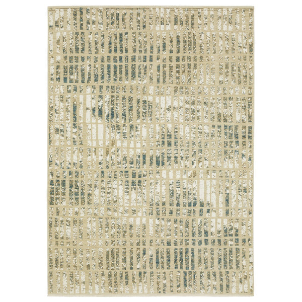 Homeroots 3' Beige Geometric Area Rug - Stylish, Stain Resistant Design For Kid And Pet-friendly Spaces 7' X 10' Polypropylene,Polyester 575771