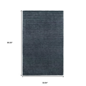 Homeroots 5' Navy Blue Wool Hand Tufted Area Rug - Elevate Your Space With Style, Comfort, And Versatility! 5' X 8' Wool 575788