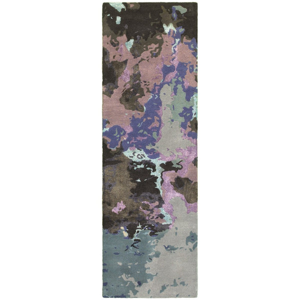 HomeRoots 4' Hand-Tufted Area Rug in Vibrant Blue and Purple Abstract Design for Modern Home Décor Style 8' Runner 575800