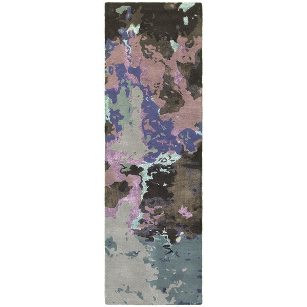 Homeroots 4' Abstract Hand-tufted Area Rug In Blue And Purple – Elevate Your Space With Stylish Comfort 8' Runner Wool Blend 575800