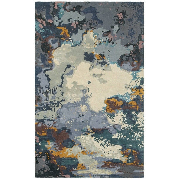 HomeRoots 4' Hand-Tufted Area Rug in Blue and Gray Abstract Design - Soft, Stylish Comfort for Any Room 4' X 6' 575802