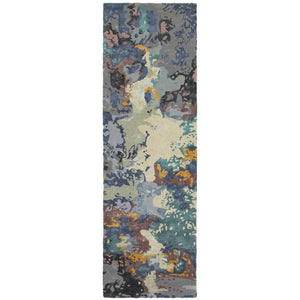 HomeRoots 4' Hand-Tufted Area Rug in Blue and Gray Abstract Design - Soft, Stylish Comfort for Any Room 8' Runner 575803