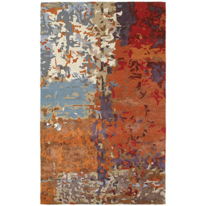 Homeroots 4' Abstract Hand-tufted Area Rug In Orange, Ivory, And Teal – Elevate Your Living Space Elegantly 4' X 6' Wool Blend 575805