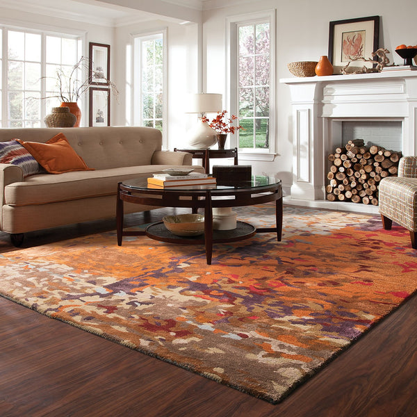 Homeroots 4' Abstract Hand-tufted Area Rug In Orange, Ivory, And Teal – Elevate Your Living Space Elegantly 4' X 6' Wool Blend 575805