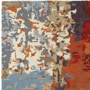 HomeRoots 4' Hand-Tufted Area Rug with Vibrant Orange, Ivory, and Teal Abstract Design for Modern Homes 4' X 6' 575805