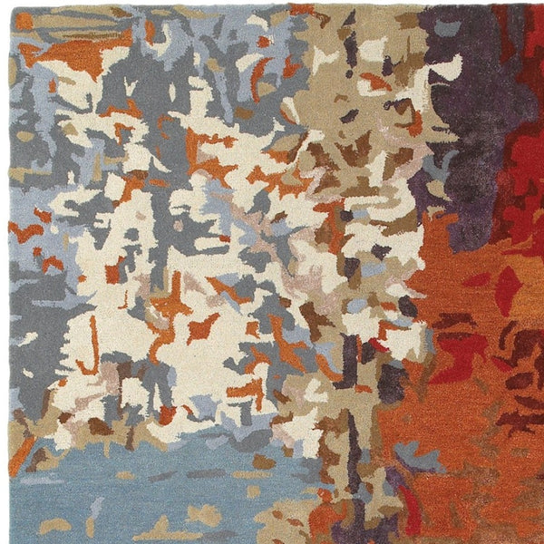 HomeRoots 4' Hand-Tufted Area Rug with Vibrant Orange, Ivory, and Teal Abstract Design for Modern Homes 4' X 6' 575805