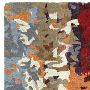 Homeroots 4' Abstract Hand-tufted Area Rug In Orange, Ivory, And Teal – Elevate Your Living Space Elegantly 8' Runner Wool Blend 575806