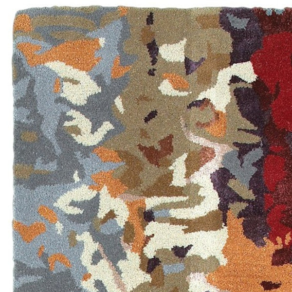 Homeroots 4' Abstract Hand-tufted Area Rug In Orange, Ivory, And Teal – Elevate Your Living Space Elegantly 8' Runner Wool Blend 575806