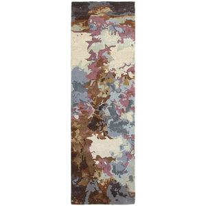 HomeRoots 8' Abstract Hand-Tufted Runner Rug in Blue and Brown - Elevate Your Space with Modern Elegance! 8' Runner 575809
