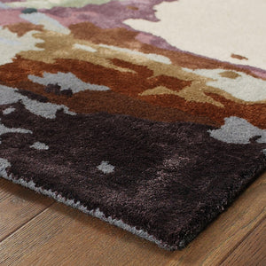 HomeRoots 8' Abstract Hand-Tufted Runner Rug in Blue and Brown - Elevate Your Space with Modern Elegance! 8' Runner 575809