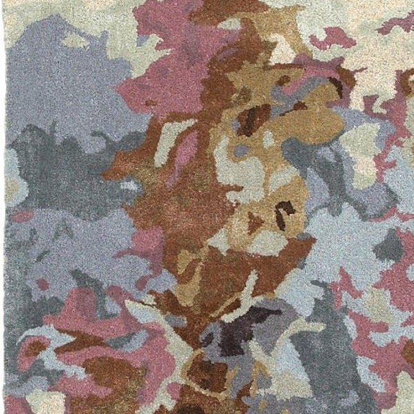 HomeRoots 8' Abstract Hand-Tufted Runner Rug in Blue and Brown - Elevate Your Space with Modern Elegance! 8' Runner 575809