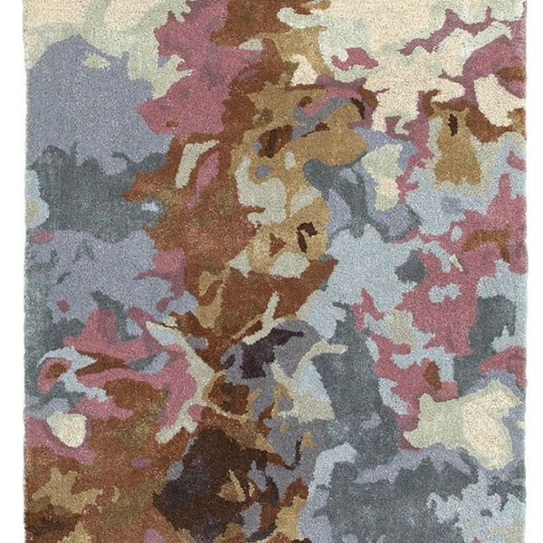 HomeRoots 8' Abstract Hand-Tufted Runner Rug in Blue and Brown - Elevate Your Space with Modern Elegance! 8' Runner 575809