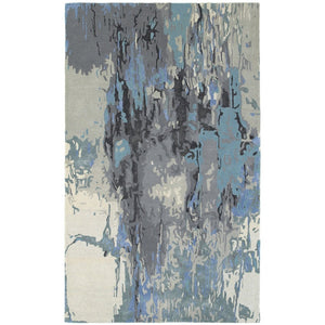 HomeRoots 4' Blue and Gray Abstract Hand-Tufted Area Rug – Modern Elegance for Living Rooms and Bedrooms 4' X 6' 575811