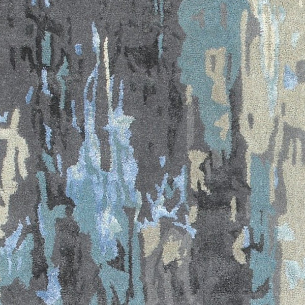 Homeroots 4' Inviting Blue Abstract Hand-tufted Area Rug For Stylish Living Spaces - Enhance Your Home Decor 8' Runner Wool Blend 575812