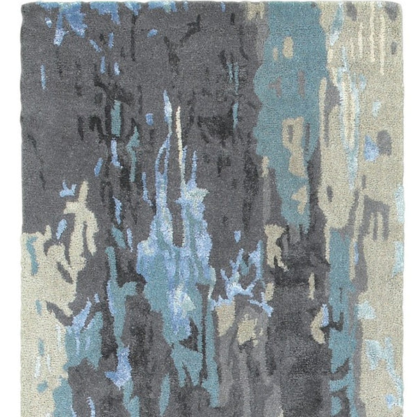 Homeroots 4' Inviting Blue Abstract Hand-tufted Area Rug For Stylish Living Spaces - Enhance Your Home Decor 8' Runner Wool Blend 575812