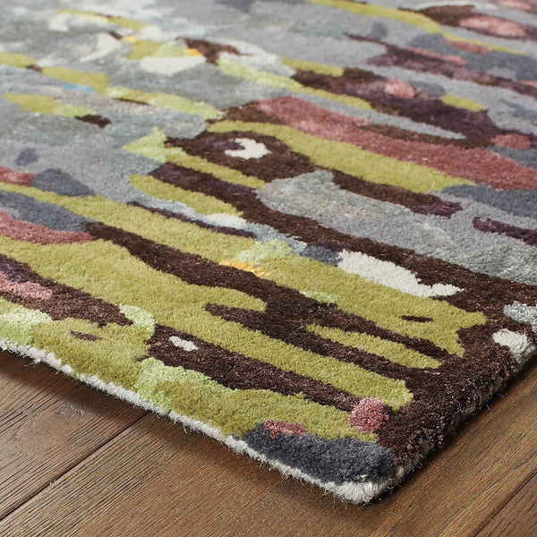 Homeroots 4' Abstract Gray And Yellow Hand-tufted Area Rug - Elevate Your Space With Style And Warmth 4' X 6' Wool Blend 575814