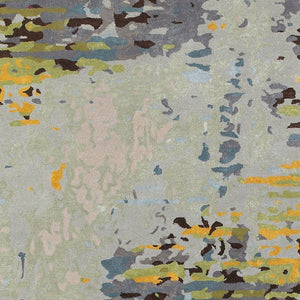 Homeroots 4' Abstract Gray And Yellow Hand-tufted Area Rug - Elevate Your Space With Style And Warmth 4' X 6' Wool Blend 575814