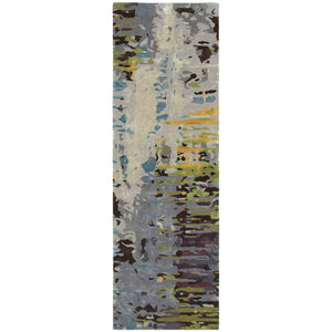 HomeRoots 4' Hand-Tufted Abstract Area Rug in Gray, Yellow, and Black – Modern Art for Your Home Decor 8' Runner 575815
