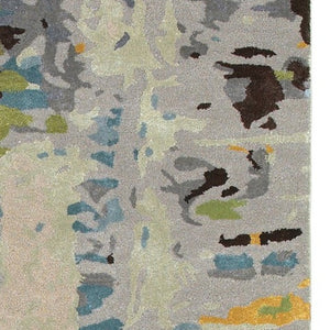 Homeroots 4' Abstract Gray And Yellow Hand-tufted Area Rug - Elevate Your Space With Style And Warmth 8' Runner Wool Blend 575815
