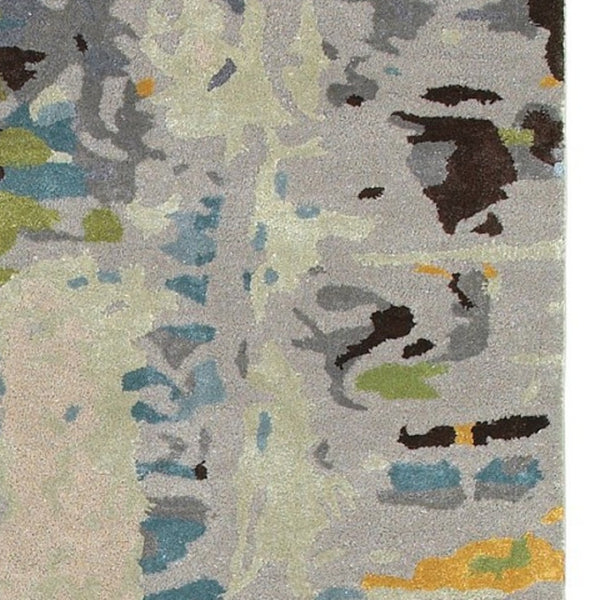 Homeroots 4' Abstract Gray And Yellow Hand-tufted Area Rug - Elevate Your Space With Style And Warmth 8' Runner Wool Blend 575815