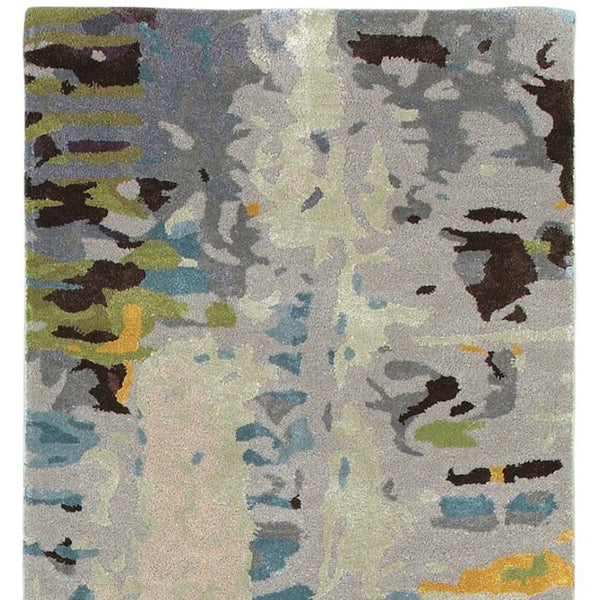 Homeroots 4' Abstract Gray And Yellow Hand-tufted Area Rug - Elevate Your Space With Style And Warmth 8' Runner Wool Blend 575815