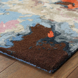 Homeroots 4' Hand Tufted Abstract Area Rug In Pink, Orange, And Blue – Elevate Your Space With Style! 4' X 6' Wool Blend 575817
