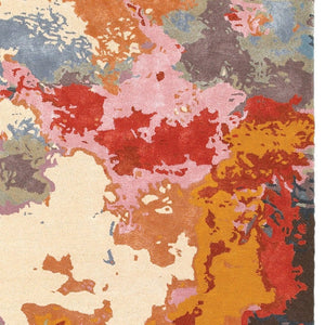 Homeroots 4' Hand Tufted Abstract Area Rug In Pink, Orange, And Blue – Elevate Your Space With Style! 4' X 6' Wool Blend 575817